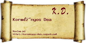 Kormányos Dea névjegykártya